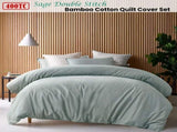 Accessorize 400TC Sage Bamboo Cotton Double Stitch Quilt Cover Set Double V442-HIN-QUILTCS-DOUBLESTITCH-SAGE-DS