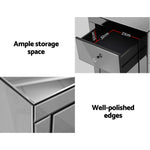 Artiss Bedside Table 3 Drawers Mirrored - PRESIA Grey MF-BT-7181-GY