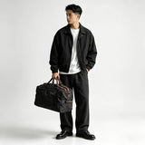Retro Waxed Canvas Travel Bag, Large Capacity, Waterproof & Wear-Resistant, Crazy Horse Leather V1232-LYBDJB-003