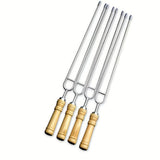 Upgraded Stainless Steel BBQ Skewers Set with Thickened Heat-Resistant Beech Wood Handles, U-Shaped V1232-SKKQ-001
