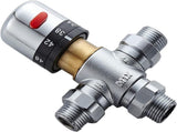 3-way thermostatic water mixer DN15, temperature control hot and cold, G1/2 NPS male connections, V1189-HB001WSRF00007