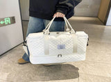 White Chic 3-Piece Quilted Travel Bag Set - Duffel, Crossbody Sling & Toiletry Pouch - Large V888-ELOSUNG27488