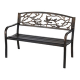 Gardeon Outdoor Bench Seat Garden Steel Outdoor Furniture 3 Seater Park Bronze GB-STEEL-XG220-BZ