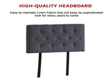 Linen Fabric Single Bed Deluxe Headboard Bedhead - Grey V63-821493