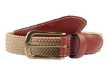 Dents Mens Elastic Stretch Belt Leather End Webbing - Beige V563-8-4053-BEIGE-XL