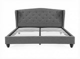 Artiss Double Bed Frame with Wingback Headboard Grey Linen Upholstered Platform Bed Base BFRAME-G-PIER-D-GY-ABC