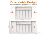 Silverware Drawer Organizer, Expandable Utensil Tray for Kitchen, BPA Free Flatware and Cutlery V1192-AZ-W-11844