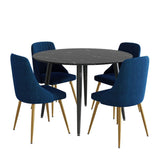 Blue Velvet Bistro Dining Set V264-DNT-405-BLK-DNC-414V-BLU-4