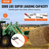 49" Hay Spear, Bale Spears 1360kg Loading Capacity, Skid Steer Loader Tractor Bucket Attachment with V952-TZSPS2ZZ49IN3X7CBV0