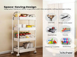 Kitchee 4-Tier Kitchen Storage Cart Trolley with Wheels - Shelf Organiser WHITE V238-SUPDZ-41313624588368