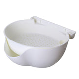 Strainer Bowl 2 Layer Fruit Colander Basket Plastic with Phone Bracket for Kitchen Food White V1294-YM0703-3118230064313