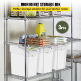 VEVOR Ingredient Bin, 5.2 Gallon / 20 L Capacity Ingredient Storage Bin, 3 Pcs/Set, PP Material V952-MX20QKSGM00000001V0
