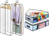 2 Packs Under Bed Storage Containers Bins-55L, Pack Clear Garment Bags-40'' Long V1259-DP01-A-4593
