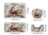 Santa Claus and Reindeer 4 Piece Christmas Bathroom Set Shower Curtain Toilet Mat 2 Floor Mats Non V1369-AZ3-W-21556
