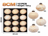 Vintage Style Christmas Ball Ornament Set with Glitter Finish and Antique Bronze Caps for Holiday V1341-ZY-MSKWEV34-GOLD