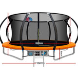 14ft Trampoline Everfit Kids Trampoline Rebounder w/ Ladder Basketball Hoop Orange TRAMPO-C-C14-OR-ABC