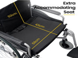 EQUIPMED Extra-Wide Folding Wheelchair, Aluminium Frame, 150kg Capacity, 24 Inch Wheels, Park V219-HELWLCEQW31A