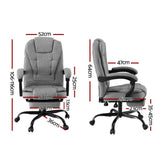 Artiss Office Chair Executive Fabric Seat Racing Computer Desk Chairs Footrest OCHAIR-L-1109SJ-GY