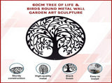 60cm Tree Of Life And Birds Round Metal Wall Garden Art Sculpture For Outdoor Decor V63-931321