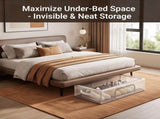 PVC Shoe Storage Box Waterproof Foldable Clear Steel Frame Under Bed Organizer, Zippered Access for V1192-AZ-W-21319