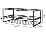 Levede Garage Storage Organiser 3 Tier Wall Mounted Power Tool Rack Metal Black WS1021-BK-AU