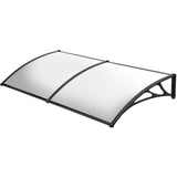 SHADE SHIELD 2x1m Aluminium Exterior Awning, Black DIY External UV Rain Protection Clear V219-OAWFIXSS21CA
