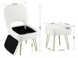 Artiss Storage Ottoman Vanity Stool Foot Stool Folding Back White FS-D-BACK02-WH