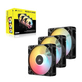 Corsair RS120-R ARGB 120mm PWM Reverse Fans Triple Pack - Black, 3x RGB Fans, 2100 RPM, 65.82 CFM, V1202-V2-CFCO-RS120R-3PK-BK