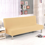 Solid Colour Armless Sofa Bed Cover Polyester Spandex Stretch Futon Slipcover 3 Seater Elastic Full V1369-AZ3-W-20276