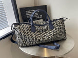 Dark Blue Stylish Geometric Pattern Travel Duffel - Large Capacity Lightweight Weekender & Gym V888-ELOSUNG27485