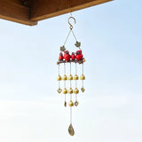 Happy Bird Resin Wind Chime Alloy Bell Outdoor Garden Hanging Decor, Multi-Layer Balcony V1232-XFNFL-001