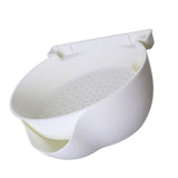 Strainer Bowl 2 Layer Fruit Colander Basket Plastic with Phone Bracket for Kitchen Food White V1294-YM0703-3118230064313
