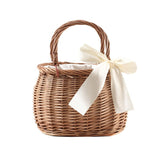 Picnic Basket Rattan Flower Basket, Handwoven Wicker Flower Candy Storage Basket with Handle for V1366-AZ2-W-04613