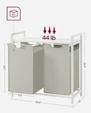 VASAGLE Laundry Hamper with Shelf and Pull-Out Bags 2 x 46L White V227-9101263002001