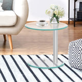 Artiss Coffee Table Oval Tempered Glass Side End Beside Tables Cafe 45cm TV-MOUN-TAB-T01-TP