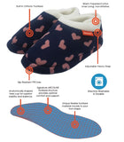 ARCHLINE Orthotic Slippers CLOSED Arch Scuffs Moccasins Pain Relief in Navy Hearts - EUR37 V563-AS401-NVYHRT-37