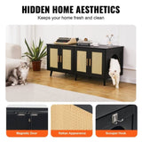VEVOR Cat Litter Box Enclosure Wooden Litter Box Furniture Hidden 2 Rooms Black V952-JSDMMSPWQ472J3GQVV0