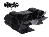 6 Blades Heat Powered Stove Fan Dual Head Fireplace Fan Home Non Electric Fan Black V1294-YM0512-3114220099911