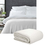 Living Home 350gsm 100% Cotton Breathable Waffle Blanket Queen 240 x 255 cm White V442-STT-BLANKET-25COTTONWAFFLE-WHITE-QS