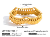 6-Piece Vintage Gold-Plated Stainless Steel Ring Set for Women - Waterproof Hypoallergenic Stackable V888-ELOSUNG52379