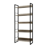 Artiss Bookshelf 5 Tiers - NOE Black and Oak MET-DESK-574C-5S-BK-OA