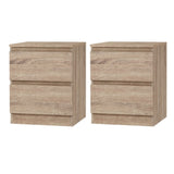 Artiss 2x Bedside Table 2 Drawers - PEPE Oak FURNI-E-PURE-WDX2