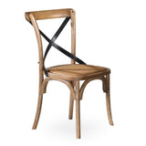 Woodland 2pc Set Dining Chair X-Back Birch Timber Wood Woven Seat Natural V315-VHND-MONT-06-2PC-KIT