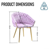 SERENIT Pink Modern Velvet Dining Chairs, Upholstered Living Room Chair with Woven Back and Golden V255-SE-GP1801-DC-PINK