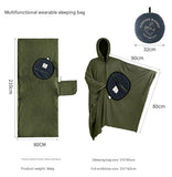 Green Cozy 4-in-1 Wearable Fleece Poncho Sleeping Bag - Multifunctional Camping Blanket with V888-ELOSUNG32563