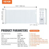 Retractable Baby Gate, 34.2" Tall Mesh Baby Gate, Extends up to 76.8" Wide Retractable Gate for Kids V952-WZSSMBS71INC5QCB1V0
