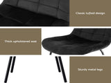 Artiss 4x Dining Chairs Velvet Tufted Kitchen Lounge Cafe Accent Chair Black DINC-K-799-BKX4