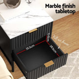 Artiss 2x Bedside Table 2 Drawers - Black FUR-S-BS-03-WHBKX2