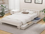 Artiss Bed Frame King Single Size Wooden Platform with 2 Storage Drawers White WBED-G-001KS-WH-DRAW
