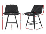 Artiss 4x Bar Stools Kitchen Dining Chair Counter Stool Diamond PU Leather Black BA-K-799-BKX4